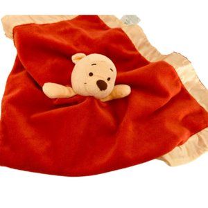 Disney Sweet Hunny Pooh Security Blanket w/A Small Teether. Orange & Yellow.